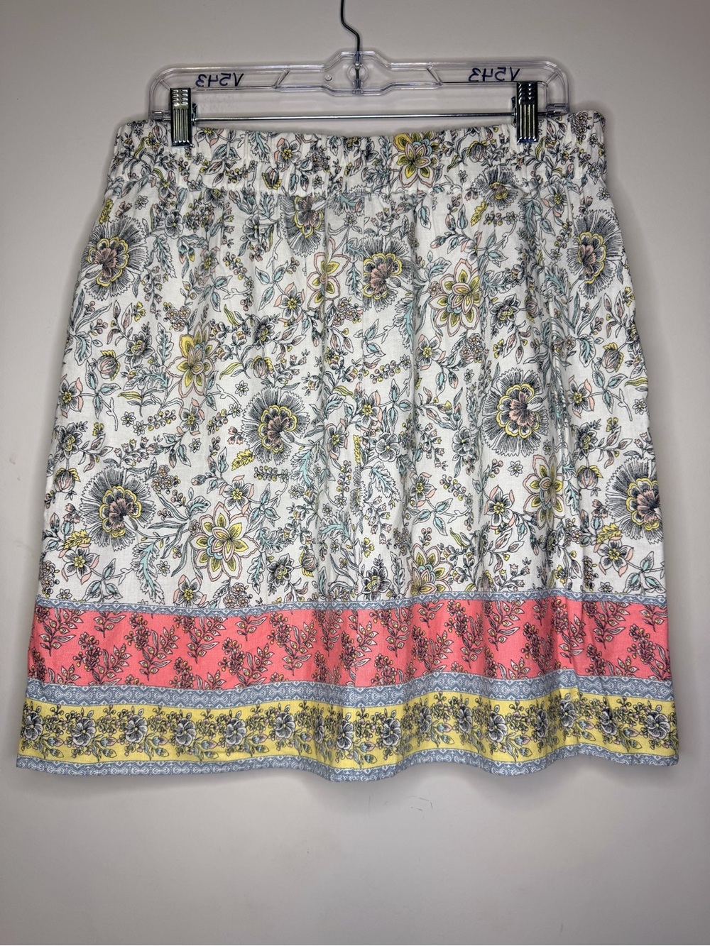 LOFT Outlet Linen Blend Floral Elastic Waist A-Line Skirt with Pockets Size L - Picture 3 of 7